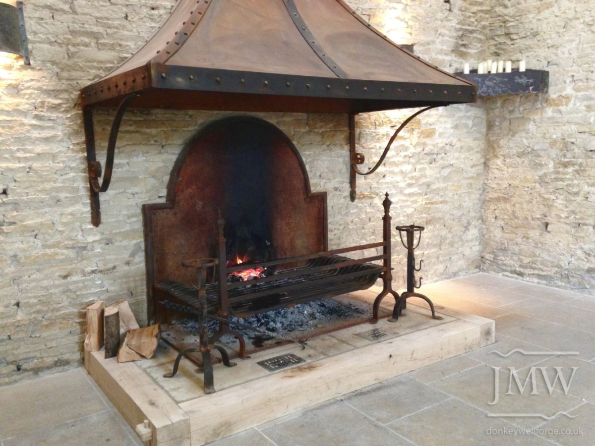 Stone Barn Fire Pit, Hood and Wood Store - Blacksmith Gloucestershire 