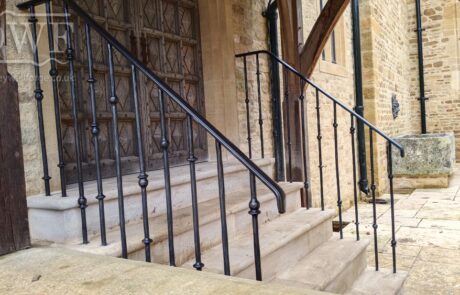 hand-forged-external-handrails-worked-iron-traditional-forging-collars-burnished-steel